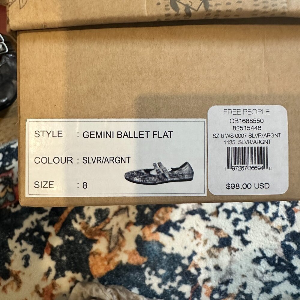 Free People Gemini Ballet Flat – Silver – Size 8 - Picture 5 of 6